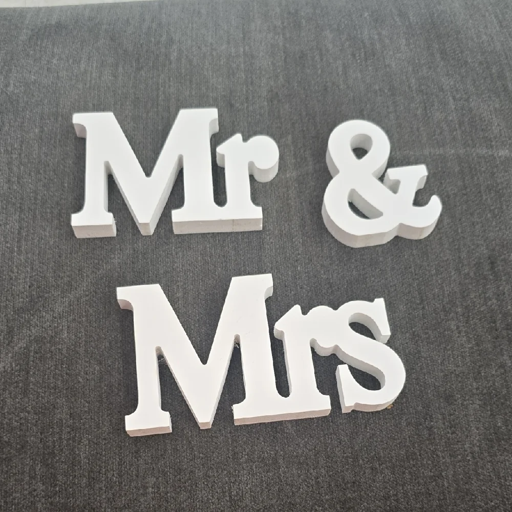 Elegant White Mr & Mrs Sign for Weddings